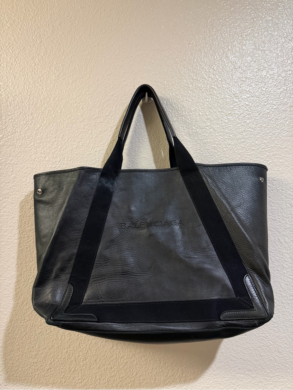 Balenciaga Black Leather w/ Zip Coin Pouch Tote Bag